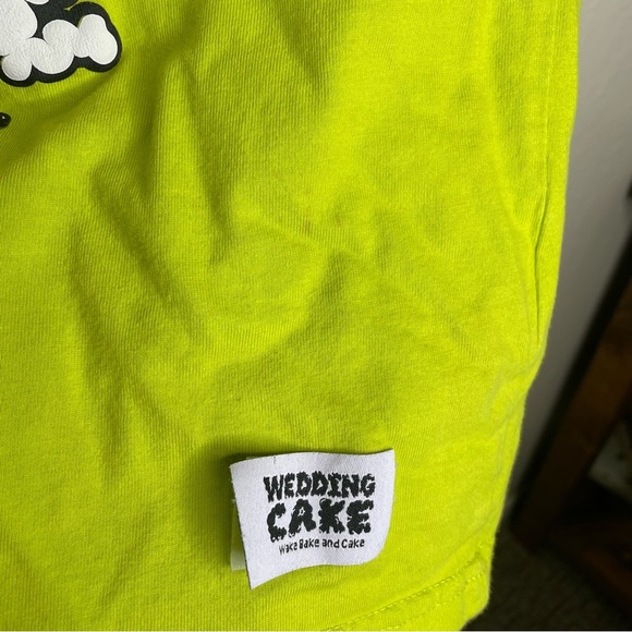 Wedding Cake Wake Bake And Cake Mens Small Graphic T-Shirt Lime Patches Smoke - Picture 6 of 12